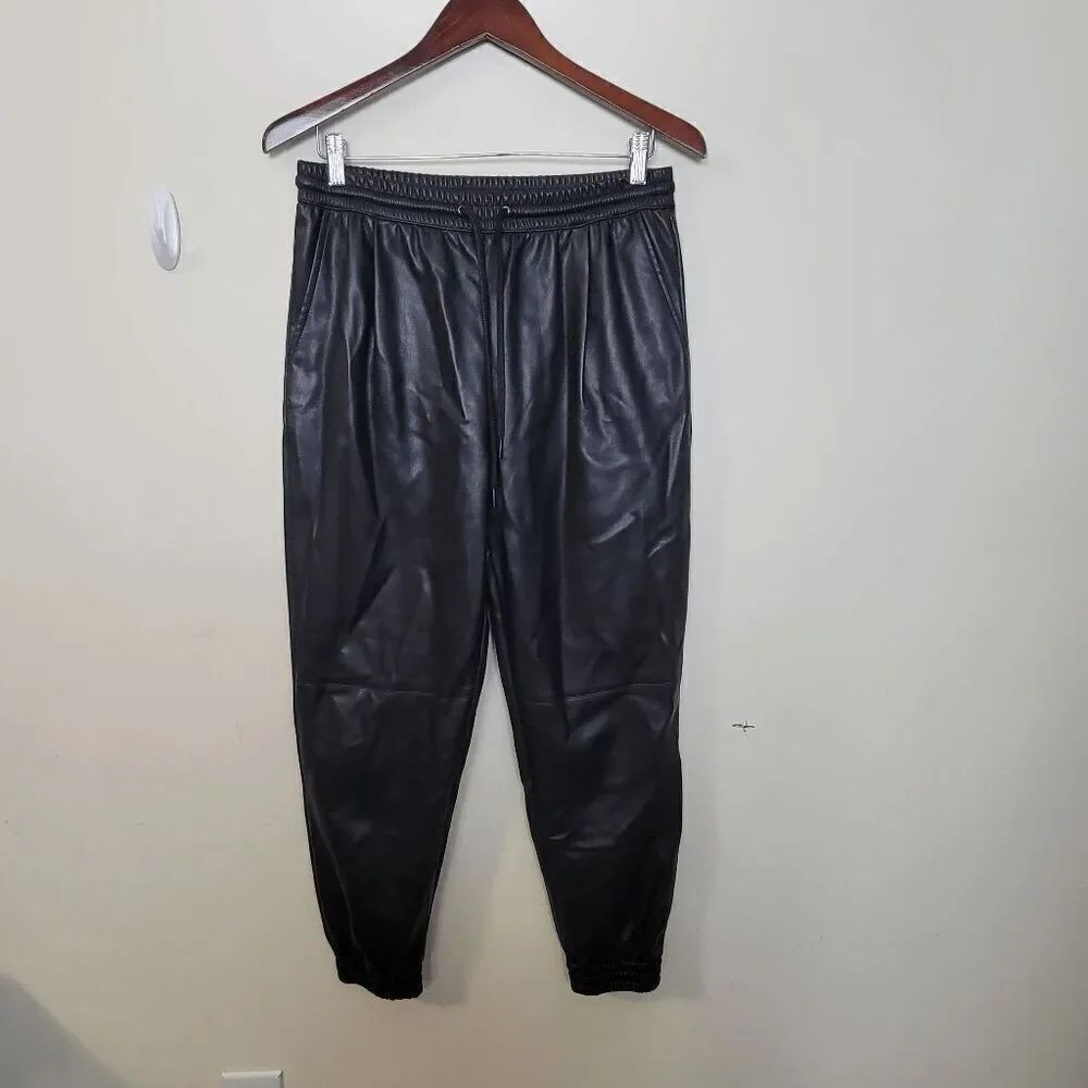 Zara Faux Leather Women's Jogger pants Black size Medium
